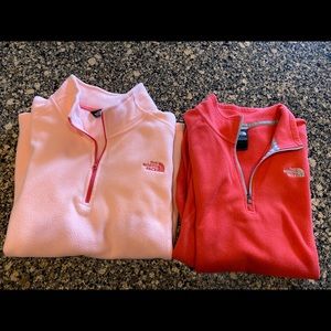 2 North Face long fleece quarter zips